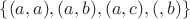 $\{(a,a),(a,b),(a,c), (с,b)\}$