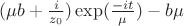 $(\mu b + \frac{i}{z_0})\exp(\frac{-it}{\mu})-b\mu$