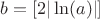 $b=[2|\ln(a)|]$