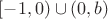 $[-1,0)\cup(0,b)$