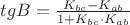 $tgB=\frac{K_{bc}-K_{ab}}{1+K_{bc}\cdot K_{ab}}$