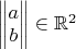 $\begin{Vmatrix} a \\ b \end{Vmatrix}\in \mathbb{R}^2$