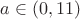 $a \in (0,11)$