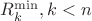 $R_k^{\min},k<n$