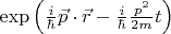 $\exp \left( \frac{i}{\hbar} \vec{p}\cdot \vec{r}-\frac{i}{\hbar}\frac{p^2}{2m}t \right)$