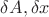 $\delta A , \delta x $