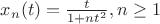 $x_n(t)=\frac{t}{1+nt^2}, n\geq 1$