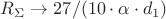 $R_{\Sigma} \to 27/(10\cdot\alpha\cdot d_{1})$