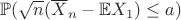 $\mathbb{P}(\sqrt{n}(\overline{X}_n-\mathbb{E}X_1) \leq a)$