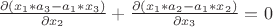 $\frac{\partial \left(x_1*a_3-a_1*x_3 \right)}{\partial x_2}+\frac{\partial \left(x_1*a_2-a_1*x_2 \right)}{\partial x_3}=0$