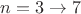 $n=3\to 7$