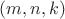$(m,n,k)$