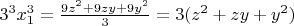 $3^3x_1^3=\frac{9z^2+9zy+9y^2}{3}=3(z^2+zy+y^2)$