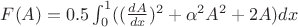 $F(A)=0.5\int_{0}^{1} ((\frac{dA}{dx})^2 +\alpha^2 A^2 +2A ) dx$