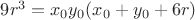 $9r^3=x_0y_0(x_0+y_0+6r)$
