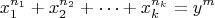 $$x_1^{n_1} + x_2^{n_2} + \dots + x_k^{n_k} = y^m$$