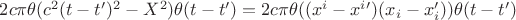 $2c\pi\theta(c^2(t-t')^2-X^2)\theta(t-t')=2c\pi\theta((x^i-x^{i}')(x_{i}-x_{i}'))\theta(t-t')$