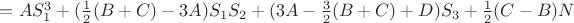 $=AS_1^3+(\frac 12(B+C)-3A)S_1S_2+(3A-\frac 32(B+C)+D)S_3+\frac 12(C-B)N$ $=AS_1^3+(\frac 12(B+C)-3A)S_1S_2+(3A-\frac 32(B+C)+D)S_3+\frac 12(C-B)N$