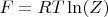 $F = RT \ln(Z)$