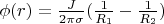 $\phi(r)= \frac J {2 \pi \sigma }(\frac 1 {R_1}- \frac 1 {R_2}) $
