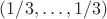 $(1/3,\ldots,1/3)$