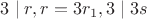 $3\mid r, r=3r_1, 3\mid 3s$