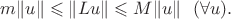 $m\|u\|\leqslant\|Lu\|\leqslant M\|u\|\ \ (\forall u).$