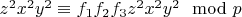 $z^2x^2y^2\equiv f_1f_2f_3z^2x^2y^2\mod p$