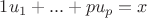 $1u_1+...+pu_p=x$