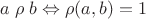 $a\mathrel\rho b\Leftrightarrow \rho(a,b)=1$