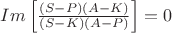 $Im\left[\frac{(S-P)(A-K)}{(S-K)(A-P)}\right]=0$