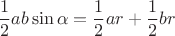 $$
\frac{1}
{2}ab\sin \alpha  = \frac{1}
{2}ar + \frac{1}
{2}br
$$