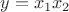 $y= x_1x_2$ $y= x_1x_2$