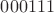 $000111$
