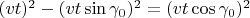 $(vt)^2-(vt\sin\gamma_0)^2=(vt\cos\gamma_0)^2$