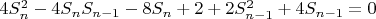 $4S_n^2 - 4S_n S_{n-1} - 8S_n + 2 + 2S_{n-1}^2 + 4S_{n-1} = 0$