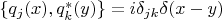 $\{q_j(x),q_k^*(y)\}=i\delta_{jk}\delta(x-y)$
