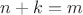 $n+k=m$