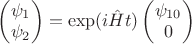 $\begin{pmatrix}\psi_1\\\psi_2\end{pmatrix}=\exp(i\hat{H}t)\begin{pmatrix}\psi_{10}\\0\end{pmatrix}$
