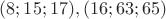 $(8;15;17), (16;63;65)$