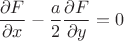 $$ \frac{\partial F}{\partial x}-\frac{a}{2} \frac{\partial F}{\partial y}=0 $$