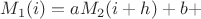 $M_1(i)=aM_2(i+h)+b+\eps$ $M_1(i)=aM_2(i+h)+b+\eps$