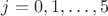 $j=0,1,\dots,5$