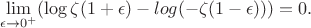 $$\lim_{\epsilon \to 0^+} (\log \zeta(1 + \epsilon) - log(-\zeta(1 - \epsilon))) = 0.$$