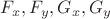 $F_x, F_y, G_x, G_y$