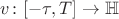 $v \colon [-\tau,T] \to \mathbb{H}$