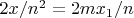 $2x/n^2=2mx_1/n$