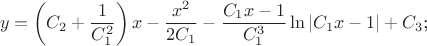 $$y=\left(C_2+\frac 1{C_1^2}\right)x-\frac{x^2}{2C_1}-\frac {C_1x-1}{C_1^3}\ln|C_1x-1|+C_3\text{;}$$
