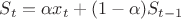 $S_t=\alpha x_t+(1-\alpha)S_{t-1}$