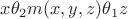 $x \theta _2m(x,y,z)\theta _1z$